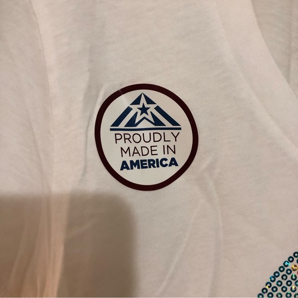 Sequin Tee Sparkly Glittery Sun Smithsonian Yellow Aqua Blue Cotton Small USA - Picture 8 of 8